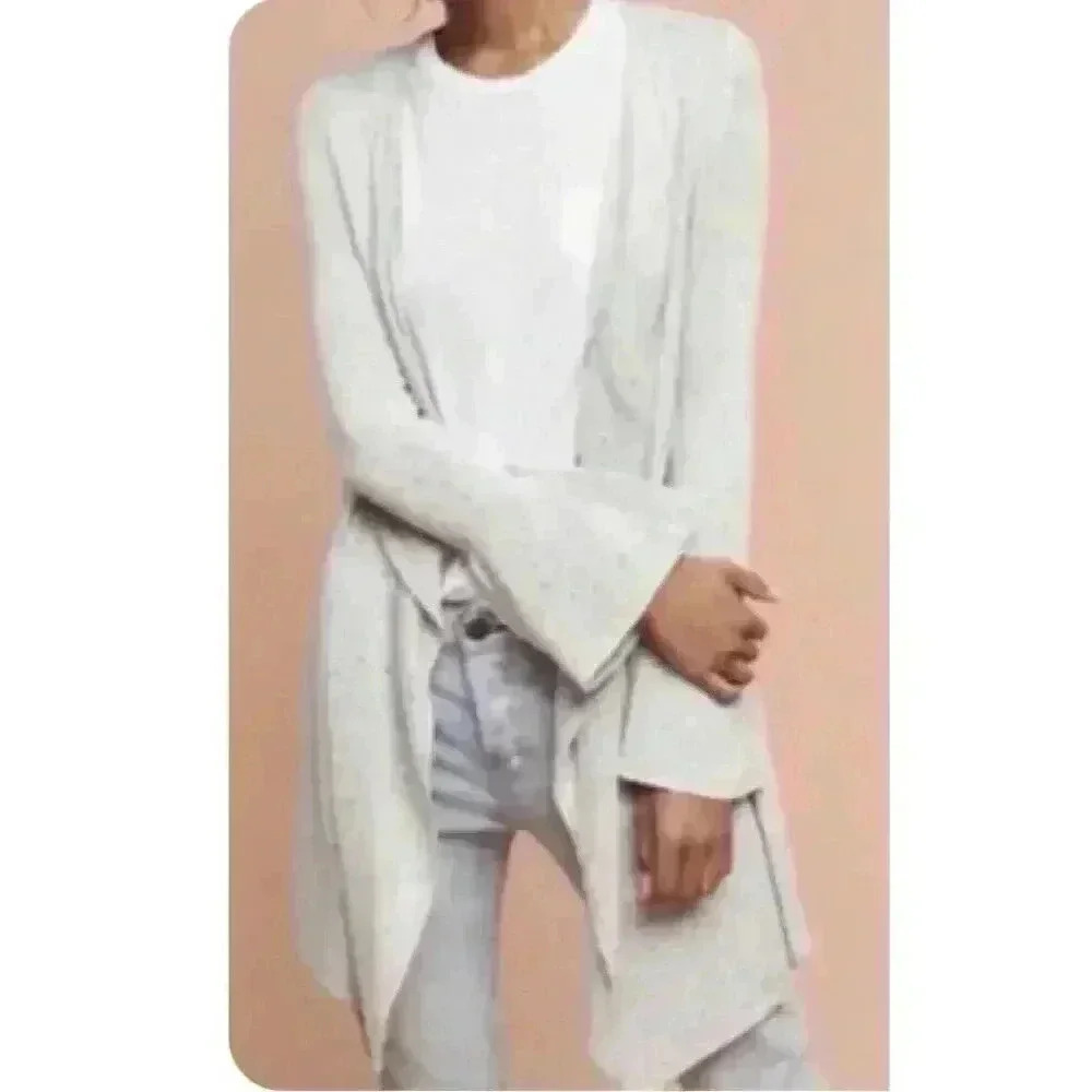 Anthropologie Moth Lyra Open Front Cardigan Gray Wool Cashmere Small